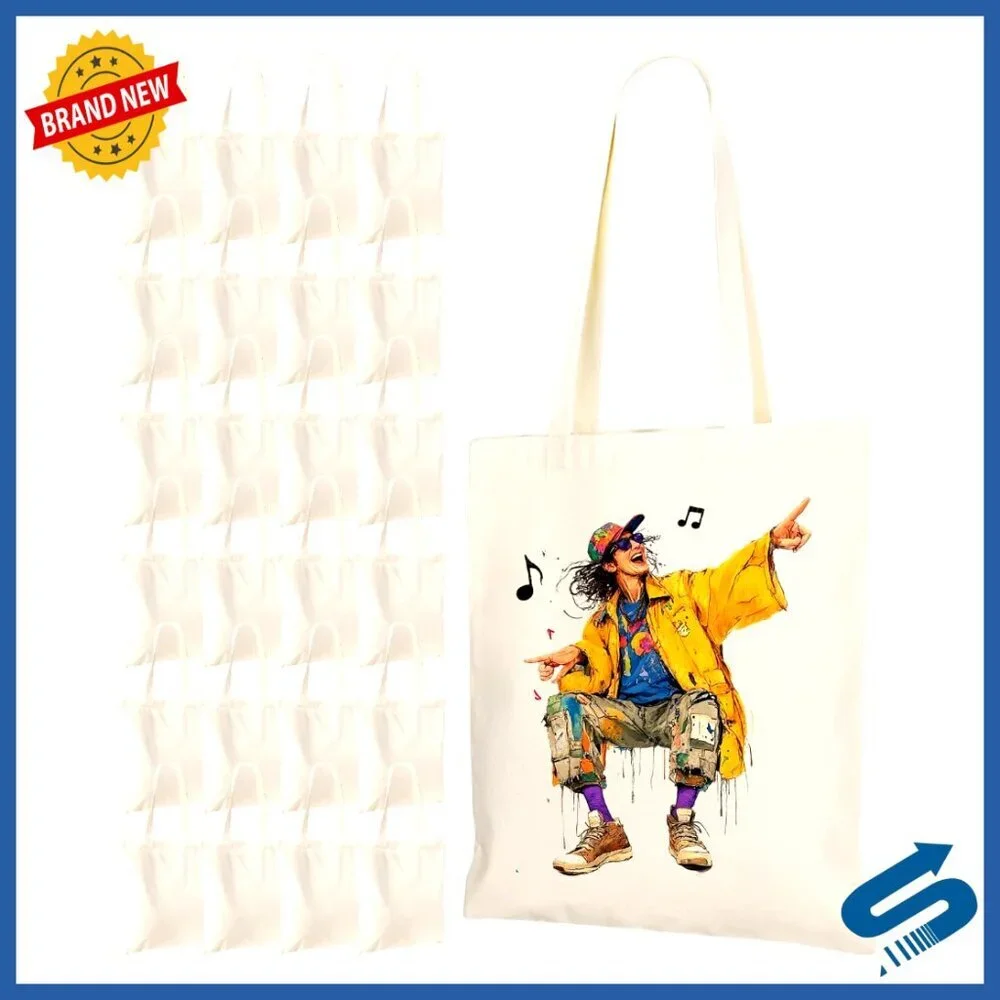 Canvas Tote Bags Bulk Pack DIY Customizable Reusable Grocery Shopping Totes